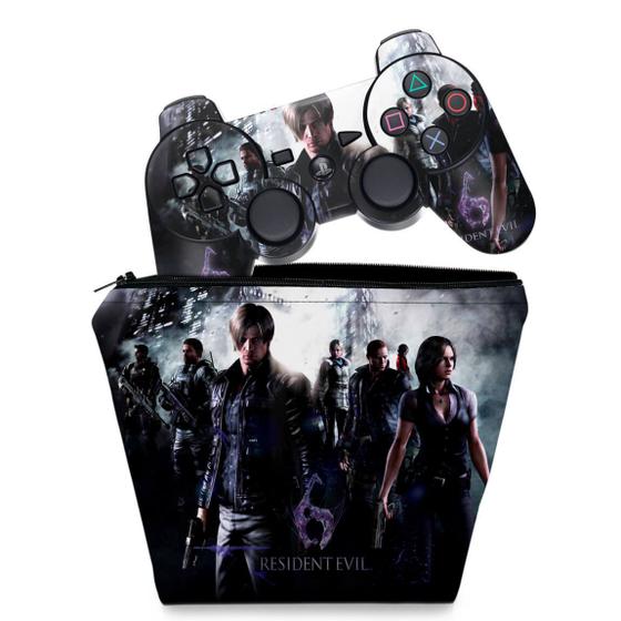 Imagem de Capa Case e Skin Adesivo Compatível PS3 Controle - Resident Evil 6