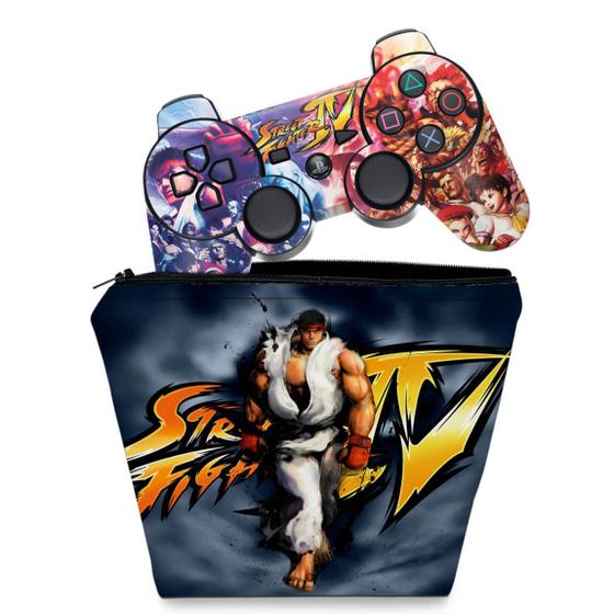Imagem de Capa Case e Skin Adesivo Compatível PS3 Controle - Street Fighter A