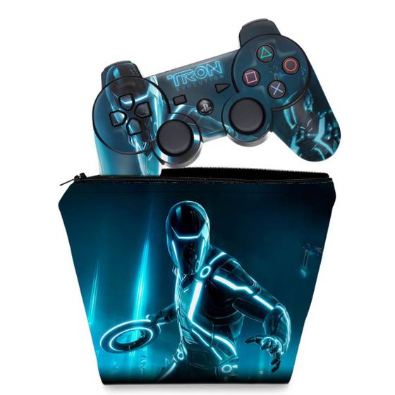 Imagem de Capa Case e Skin Adesivo Compatível PS3 Controle - Tron Evolution