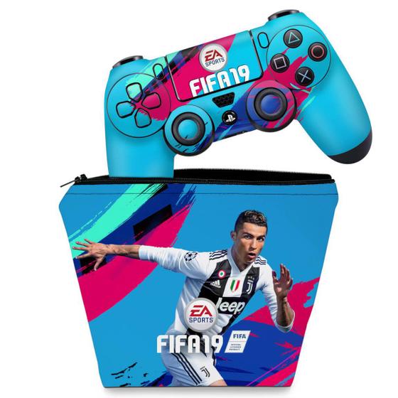 Imagem de Capa Case e Skin Compatível PS4 Controle - FIFA 19