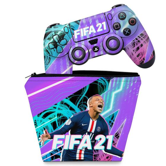 Imagem de Capa Case e Skin Compatível PS4 Controle - FIFA 21