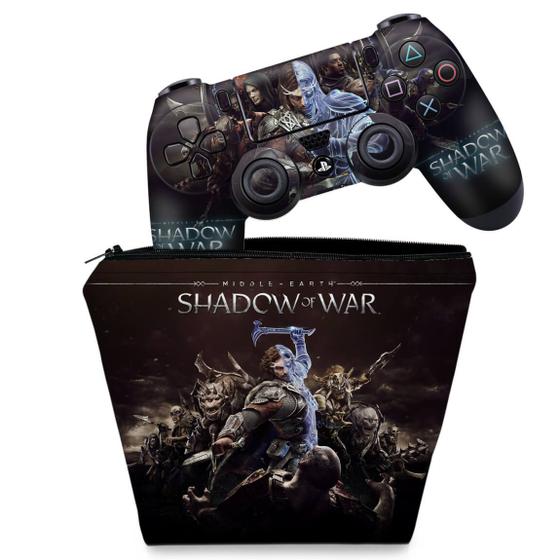 Imagem de Capa Case e Skin Compatível PS4 Controle - Shadow of War