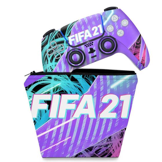 Imagem de Capa Case e Skin Compatível PS5 Controle - FIFA 21
