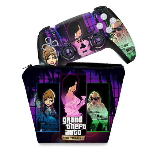 Imagem de Capa Case e Skin Compatível PS5 Controle - GTA The Trilogy