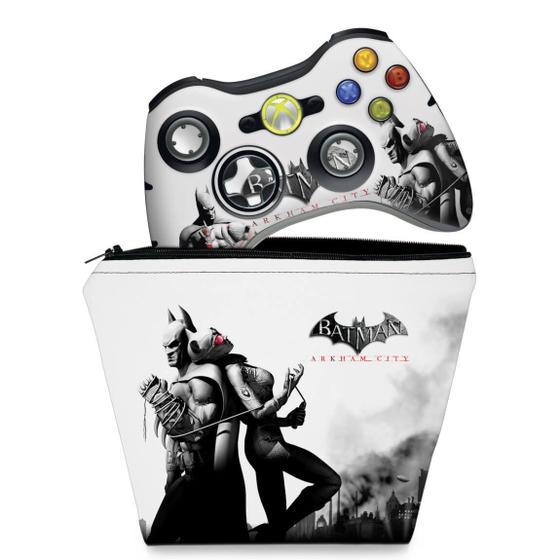 Imagem de Capa Case e Skin Compatível Xbox 360 Controle - Batman Arkham City