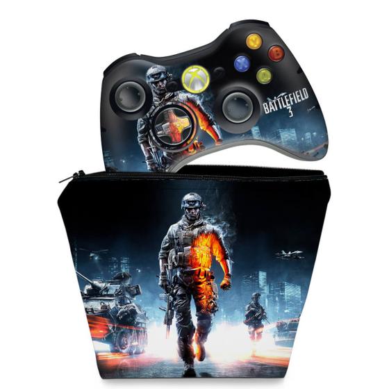 Imagem de Capa Case e Skin Compatível Xbox 360 Controle - Battlefield 3