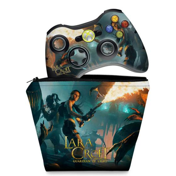 Imagem de Capa Case e Skin Compatível Xbox 360 Controle - Lara Croft Temple Osiris