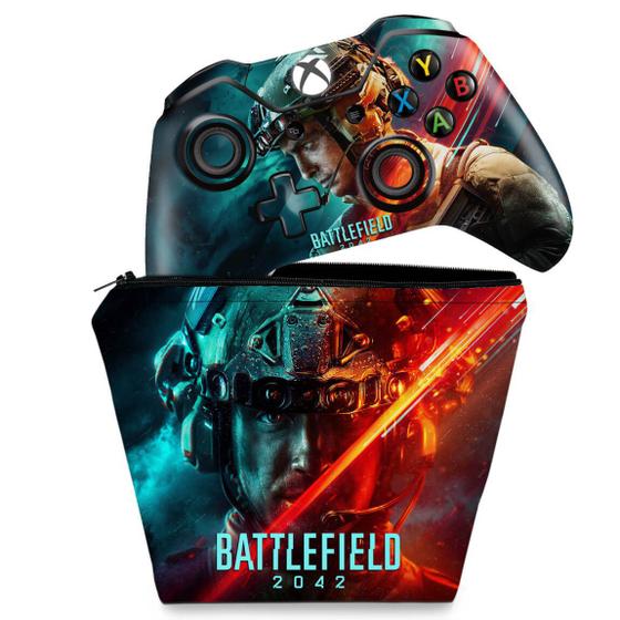 Imagem de Capa Case e Skin Compatível Xbox One Fat Controle - Battlefield 2042