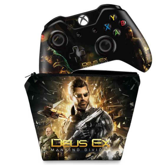 Imagem de Capa Case e Skin Compatível Xbox One Fat Controle - Deus Ex: Mankind Divided