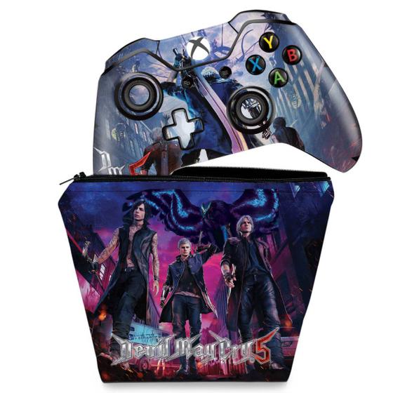 Imagem de Capa Case e Skin Compatível Xbox One Fat Controle - Devil May Cry 5