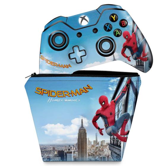 Imagem de Capa Case e Skin Compatível Xbox One Fat Controle - Homem Aranha - Spiderman Homecoming