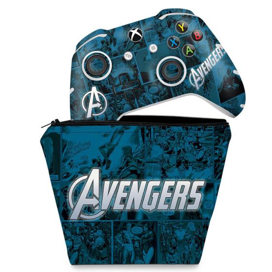 Imagem de Capa Case e Skin Compatível Xbox One Slim X Controle - Avengers Vingadores Comics