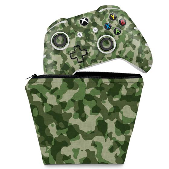 Imagem de Capa Case e Skin Compatível Xbox One Slim X Controle - Camuflagem Verde