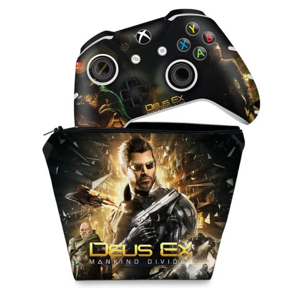 Imagem de Capa Case e Skin Compatível Xbox One Slim X Controle - Deus Ex: Mankind Divided