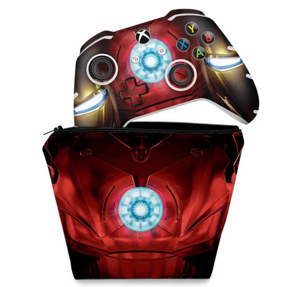 Imagem de Capa Case e Skin Compatível Xbox One Slim X Controle - Iron Man - Homem De Ferro