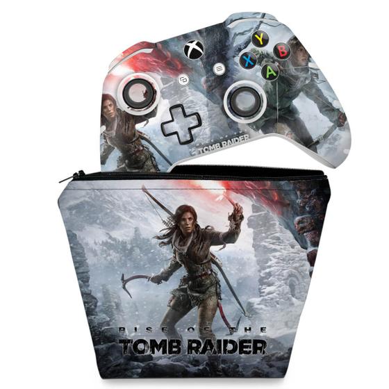 Imagem de Capa Case e Skin Compatível Xbox One Slim X Controle - Rise Of The Tomb Raider