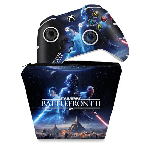 Imagem de Capa Case e Skin Compatível Xbox One Slim X Controle - Star Wars - Battlefront 2