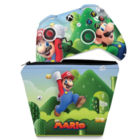 Imagem de Capa Case e Skin Compatível Xbox One Slim X Controle - Super Mario Bros