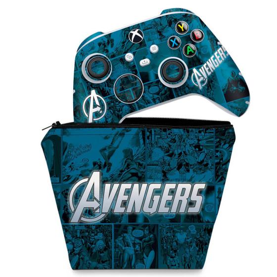 Imagem de Capa Case e Skin Compatível Xbox Series S X Controle - Avengers Vingadores Comics