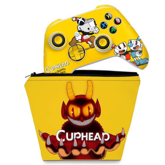 Imagem de Capa Case e Skin Compatível Xbox Series S X Controle - Cuphead