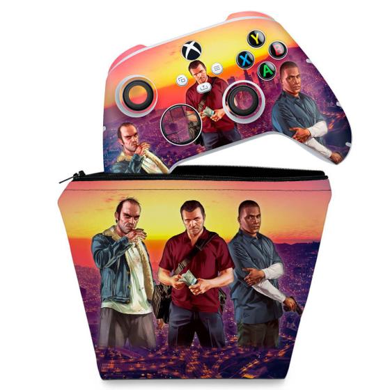 Imagem de Capa Case e Skin Compatível Xbox Series S X Controle - GTA V