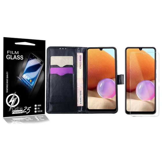 Imagem de Capa Case Flip Carteira + 2 Pelicula Vidro Galaxy A32 4G A325 - Cell In Power25