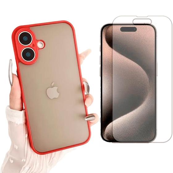 Imagem de Capa Case Fosca Para iPhone 16 Plus + Pelicula Hidrogel