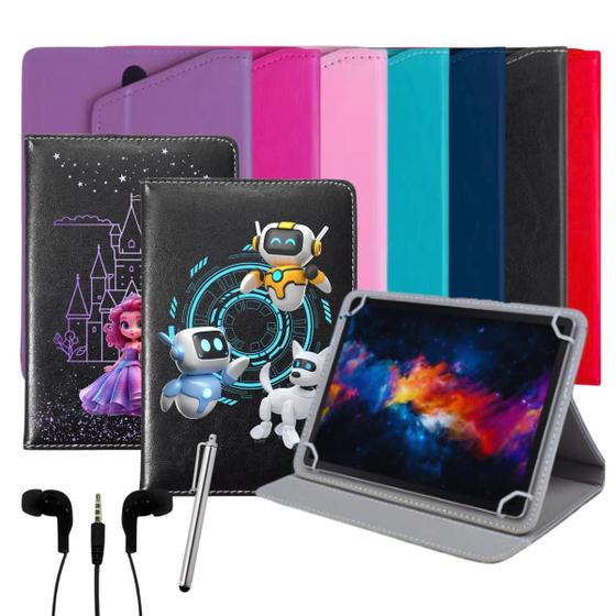 Imagem de Capa Case Giratória Com Suporte Para Tablet Positivo Vision TAB 10 + Caneta Touch + Fone de Ouvido