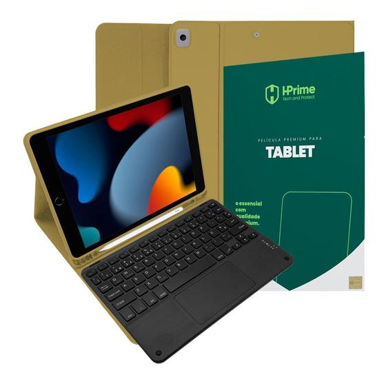 Imagem de Capa Case Ipad 9 9ª Geração 2021 Capinha com Teclado Sem Fio Touchpad Antiqueda + Pelicula HPrime