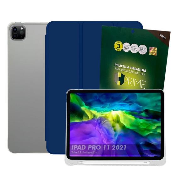 Imagem de Capa Case Ipad Pro 11 3ª Geração Smart Couro Porta Caneta Pencil Antiqueda + Pelicula HPrime Premium