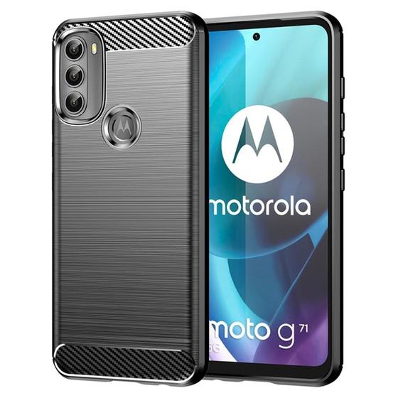 Imagem de Capa Case Para Motorola Moto G71 5G (Tela 6.4) Carbon Fiber Anti Impacto