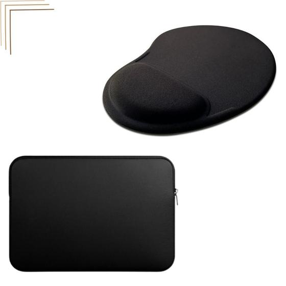 Imagem de Capa Case Pasta Para Notebook + Mouse Pad Preto Kit Combo