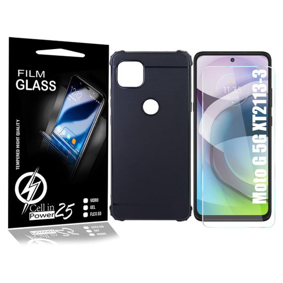 Imagem de Capa Case ( PRETA ) + 2 P Vidro Moto G 5G 6.7 Xt2113-3 - Cell In Power25