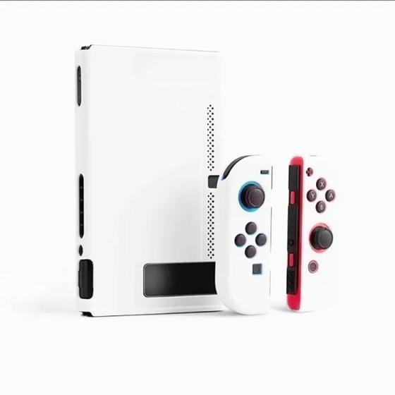 Imagem de Capa Case Proteção Acrilico Premium Branco Joycon Grip Compativel com Nintendo Switch Padrao