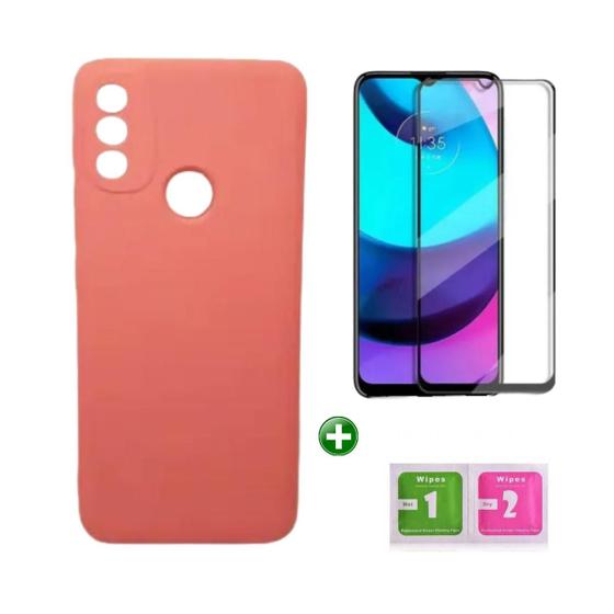 Imagem de Capa Case Silicone Para Motorola E20 + Película de Vidro 3D