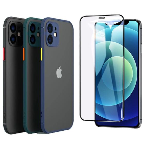 Imagem de Capa Case Super Fina Color Matte Phone 12 Tela 6.1 + Peli 3D