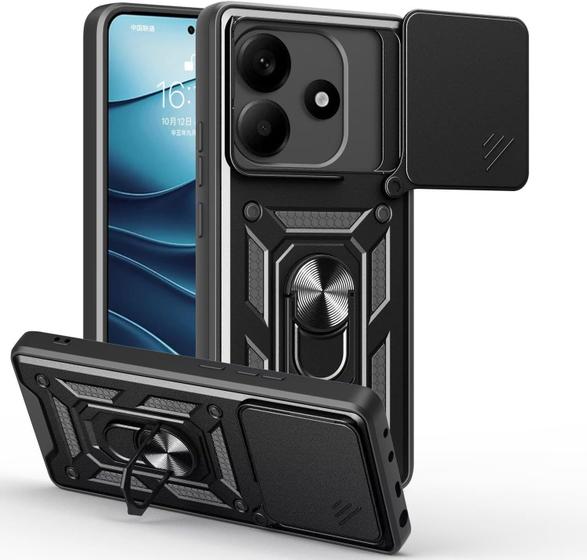 Imagem de Capa Case Xiaomi Redmi Note 14 5G (Tela 6.67) Shield Slider Dupla Camada Com Stand e Anel