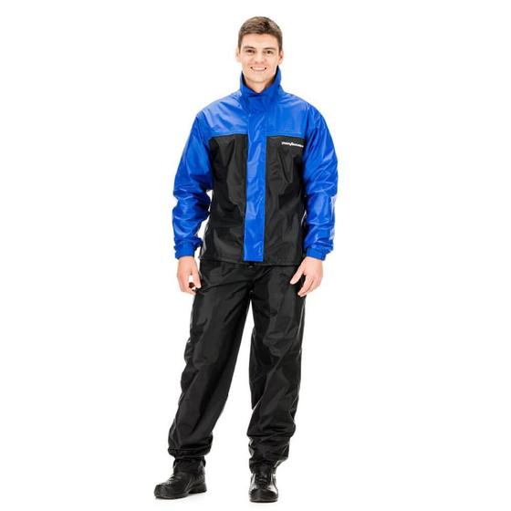 Imagem de Capa Chuva de Nylon Motoqueiro Pantaneiro Preta/Azul Royal M - 1300CM