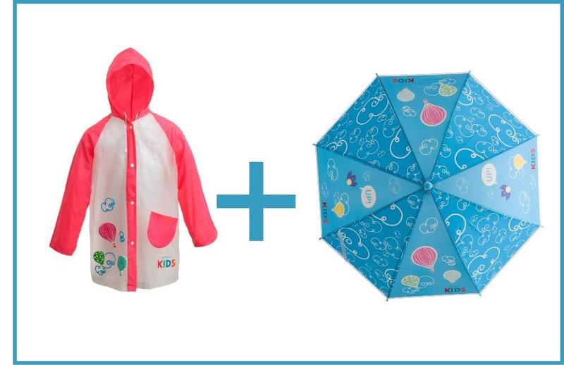 Imagem de Capa Chuva P M G Menina + Guarda Chuva Automático Infantil