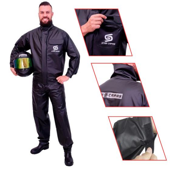 Imagem de Capa Chuva Roupa Conjunto Star Capas Motoqueiro Flex Pvc Motoboy Impermeável