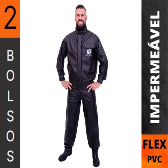 Imagem de Capa Chuva Roupa Conjunto Star Capas Motoqueiro Flex Pvc Motoboy Impermeável