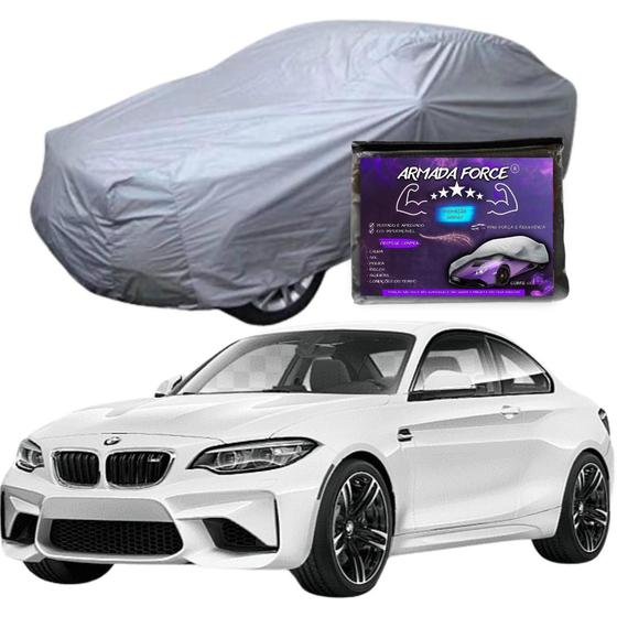 Imagem de Capa Cobrir Carro BMW M2 100% Forrada Armada Force 100% Impermeável Forro Total Protege Sol Chuva Poeira Lona Proteção Automotiva Hatch e Sedan