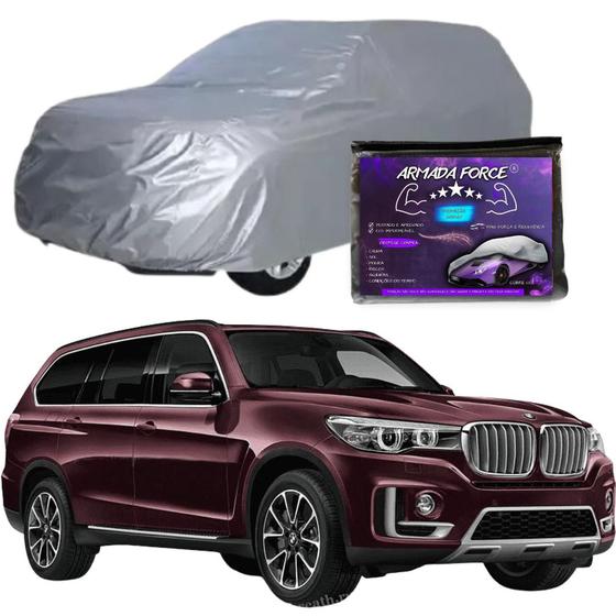 Imagem de Capa Cobrir Carro BMW X7 100% Forrada Armada Force 100% Impermeável Forro Total Protege Sol Chuva Poeira Lona Proteção Automotiva Hatch e Sedan