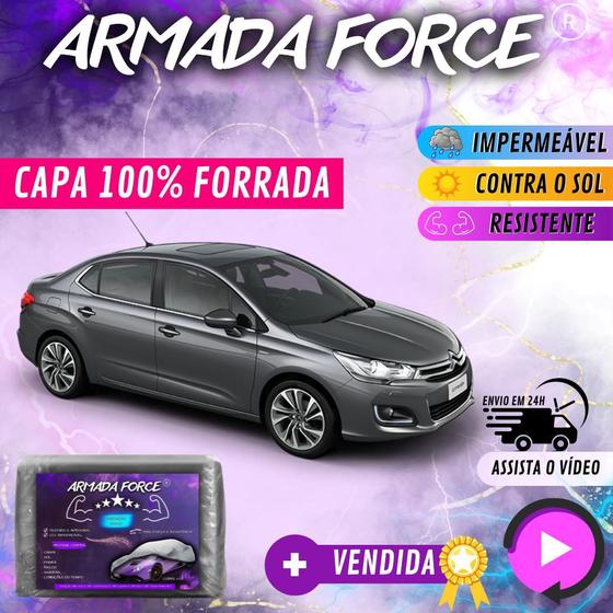 Imagem de Capa Cobrir Carro C4 LOUNGE  100% Forrada Armada Force 100% Impermeável Forro Total Protege Sol Chuva Poeira Lona Proteção Automotiva Hatch e Sedan