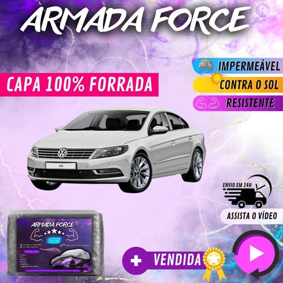 Imagem de Capa Cobrir Carro CC 100% Forrada Armada Force 100% Impermeável Forro Total Protege Sol Chuva Poeira Lona Proteção Automotiva Hatch e Sedan