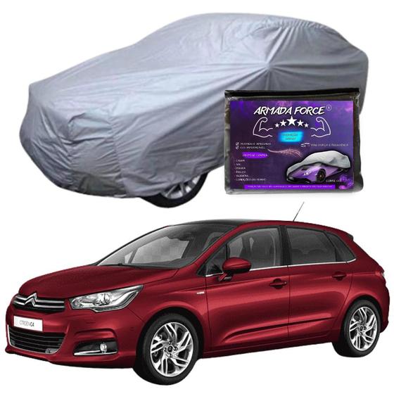 Imagem de Capa Cobrir Carro CITROEN C4 VTR 100% Forrada Armada Force 100% Impermeável Forro Total Protege Sol Chuva Lona Proteção Automotiva Hatch e Sedan