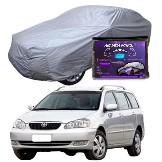 Imagem de Capa Cobrir Carro FIELDER 100% Forrada Armada Force 100% Impermeável Forro Total Protege Sol Chuva Poeira Lona Proteção Automotiva Hatch e Sedan
