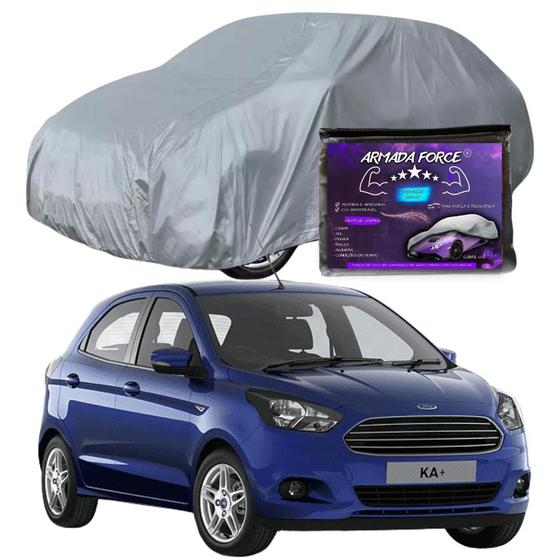 Imagem de Capa Cobrir Carro FORD KA HATCH 100% Forrada Armada Force 100% Impermeável Forro Total Protege Sol Chuva Poeira Lona Proteção Automotiva Hatch e Sedan