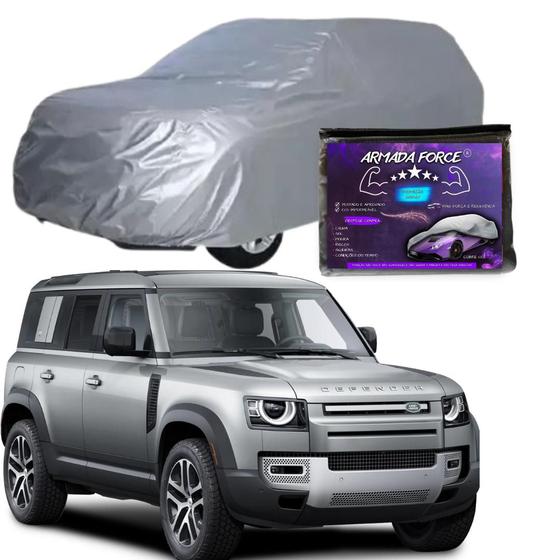 Imagem de Capa Cobrir Carro LAND ROVER DEFENDER 100% Forrada Armada Force 100% Impermeável Forro Total Protege Sol Chuva Lona Proteção Automotiva Hatch e Sedan