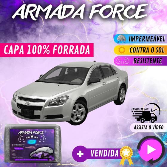 Imagem de Capa Cobrir Carro MALIBU 100% Forrada Armada Force 100% Impermeável Forro Total Protege Sol Chuva Poeira Lona Proteção Automotiva Hatch e Sedan